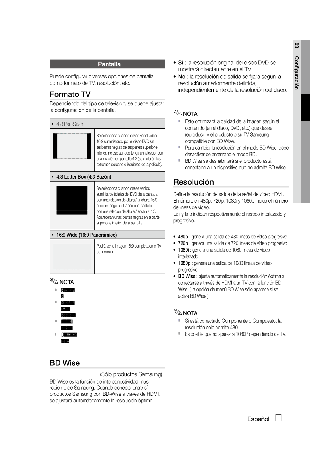 Samsung MM-D470D/ZF manual Formato TV, BD Wise, Resolución, Pantalla 