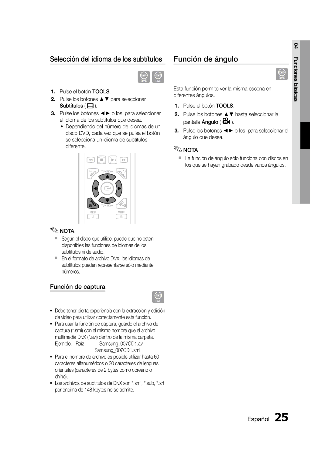 Samsung MM-D470D/ZF manual Función de ángulo, Función de captura 