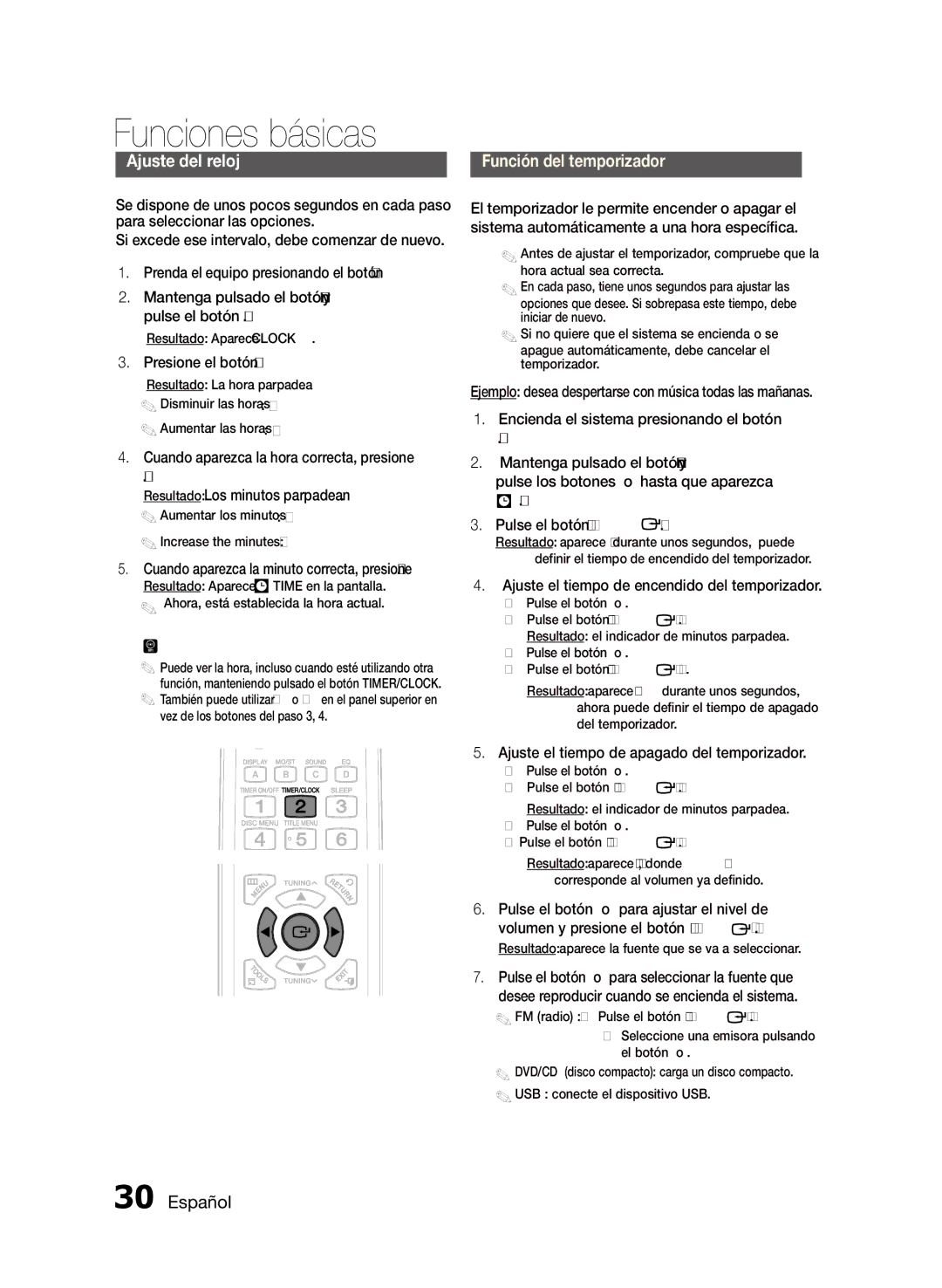 Samsung MM-D470D/ZF Presione el botón Intro, Cuando aparezca la hora correcta, presione, Resultado Los minutos parpadean 