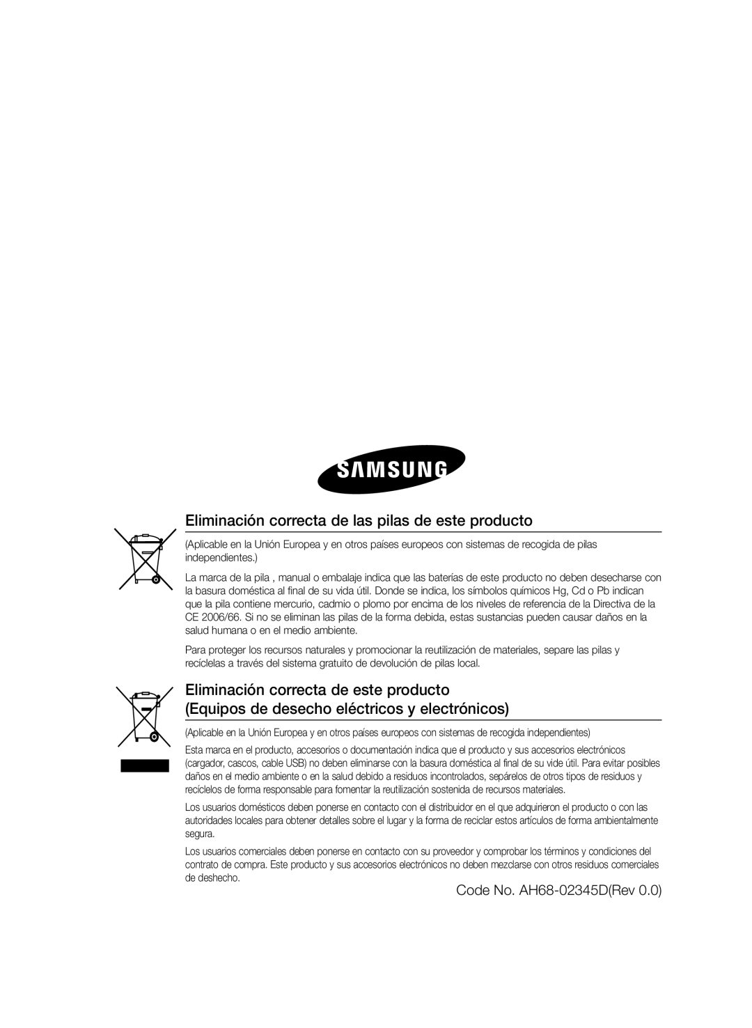 Samsung MM-D470D/ZF manual Eliminación correcta de las pilas de este producto 