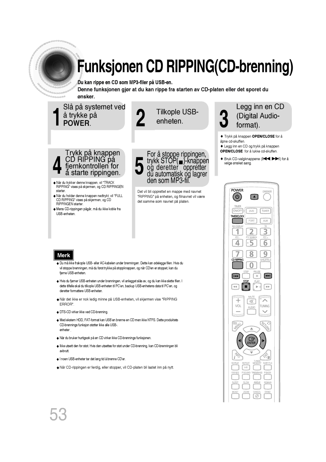 Samsung MM-D430D/XE, MM-D530D/XE manual Trykke på, Enheten, Legg inn en CD 