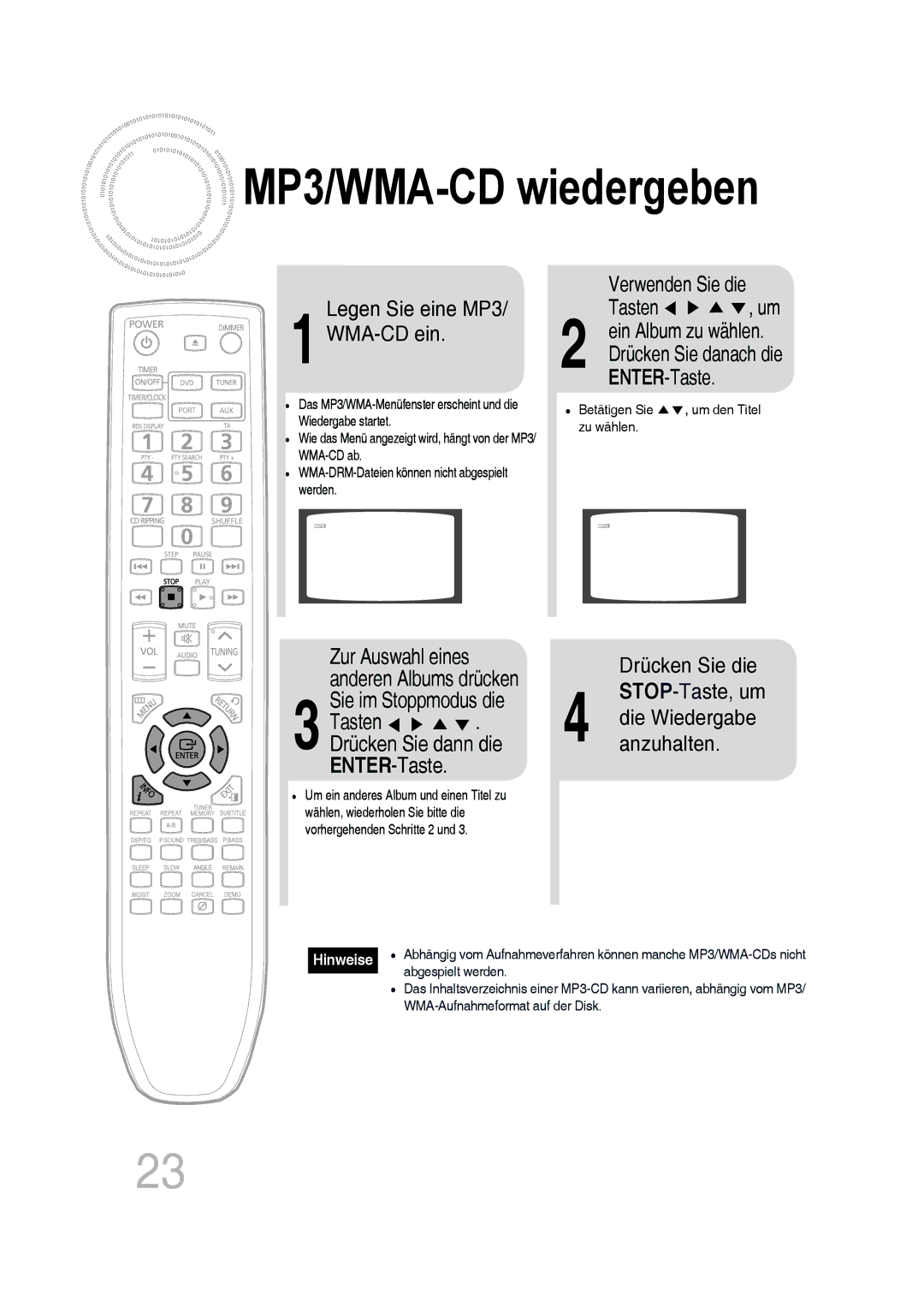 Samsung MM-D430D/ZX, MM-D530D/XN, MM-D430D/EN, MM-D430D/XN manual Legen Sie eine MP3 WMA-CD ein, Verwenden Sie die Tasten , um 