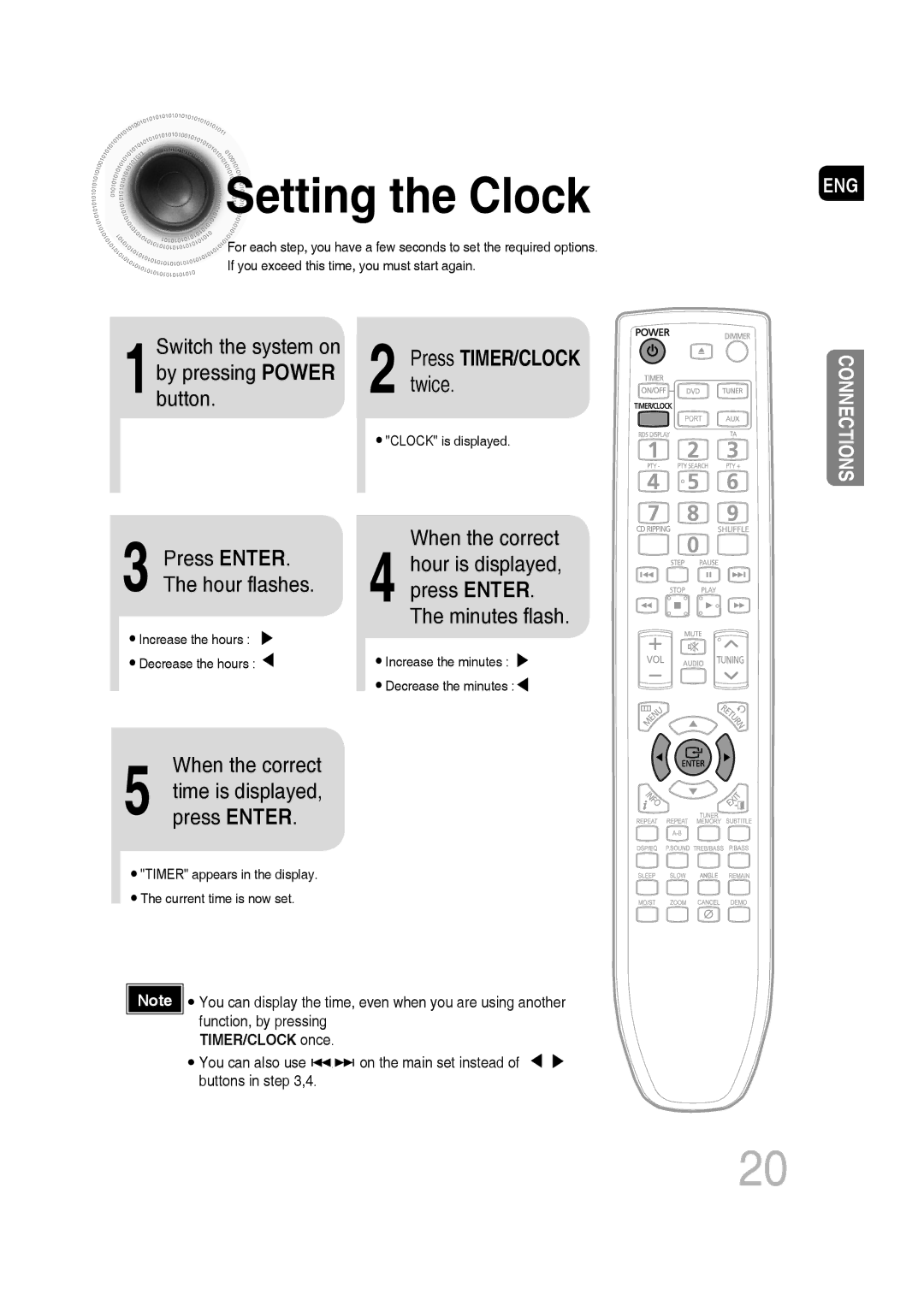 Samsung MM-D430D/ZX, MM-D530D/XN, MM-D430D/EN, MM-D430D/XN Setting the Clock, Twice, 1button, When the correct, Press Enter 