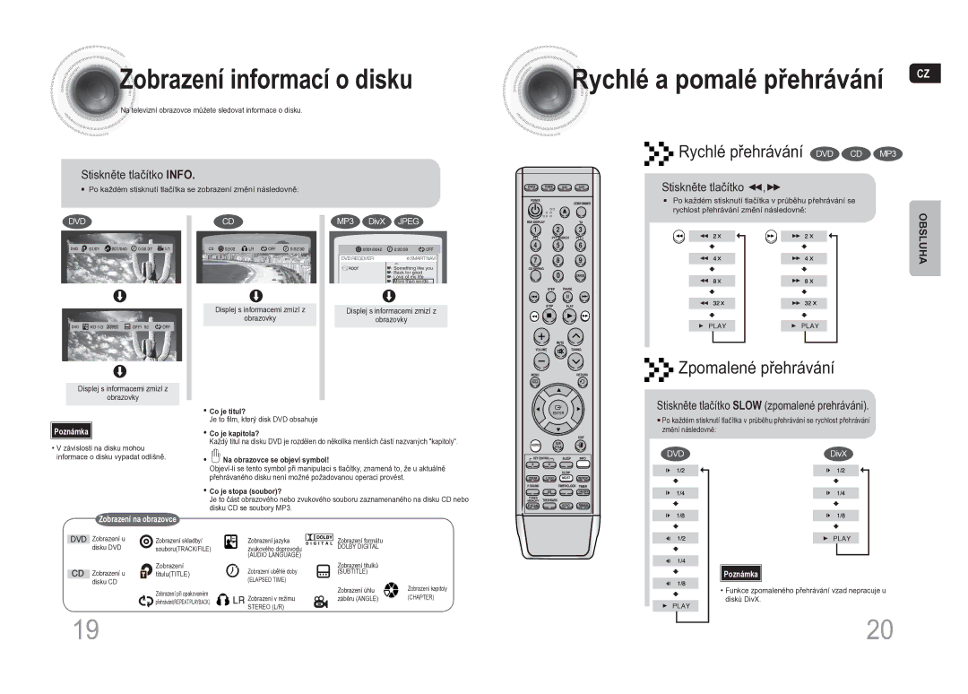 Samsung MM-DA25R/EDC manual Zobrazení informací o disku, Stiskněte tlačítko Info, Stiskněte tlačítko , 