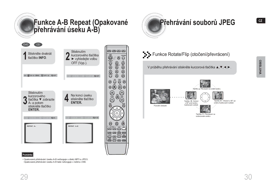 Samsung MM-DA25R/EDC manual Ehrávání souborů Jpeg, Stiskněte dvakrát Stisknutím, Tlačítko Info Vyhledejte volbu OFF Vyp 