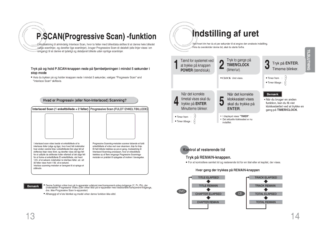 Samsung MM-DA25R/XEE manual Indstilling af uret, Timerne blinker, Når det korrekte 