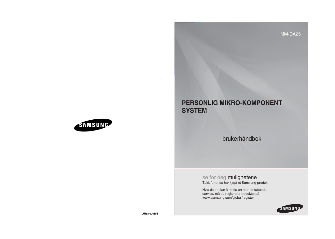 Samsung MM-DA25R/XEE manual Personlig MIKRO-KOMPONENT System 