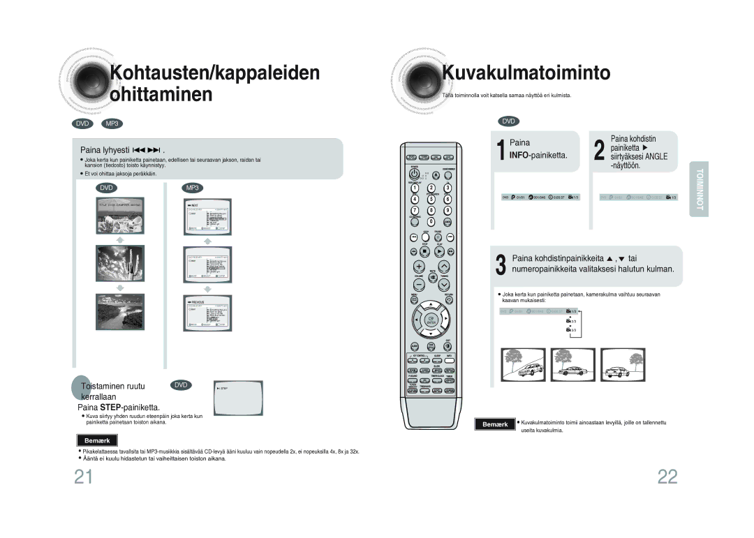 Samsung MM-DA25R/XEE manual Kuvakulmatoiminto 