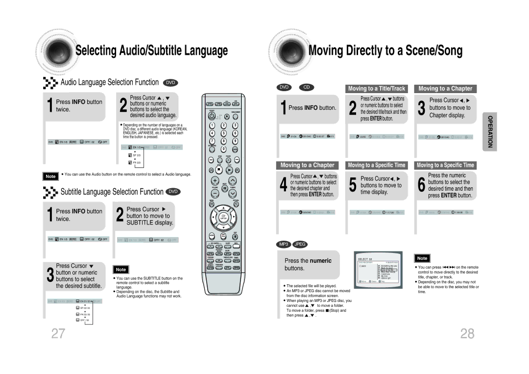 Samsung MM-DA25T/UMG, MM-DA25T/FMC, MM-DA25T/MEA manual 1Press Info button, Press the numeric, Buttons 