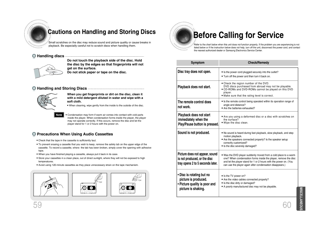 Samsung MM-DA25T/FMC, MM-DA25T/UMG, MM-DA25T/MEA manual Before Calling for Service 