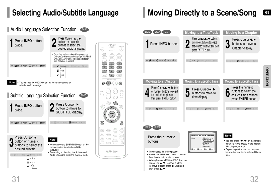 Samsung MM-DC10R/ELS manual Audio Language Selection Function DVD 