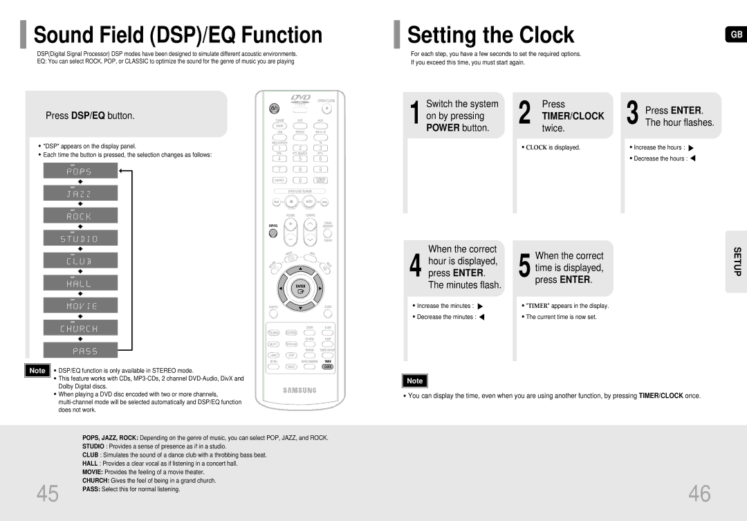 Samsung MM-DC10R/ELS manual Sound Field DSP/EQ Function 