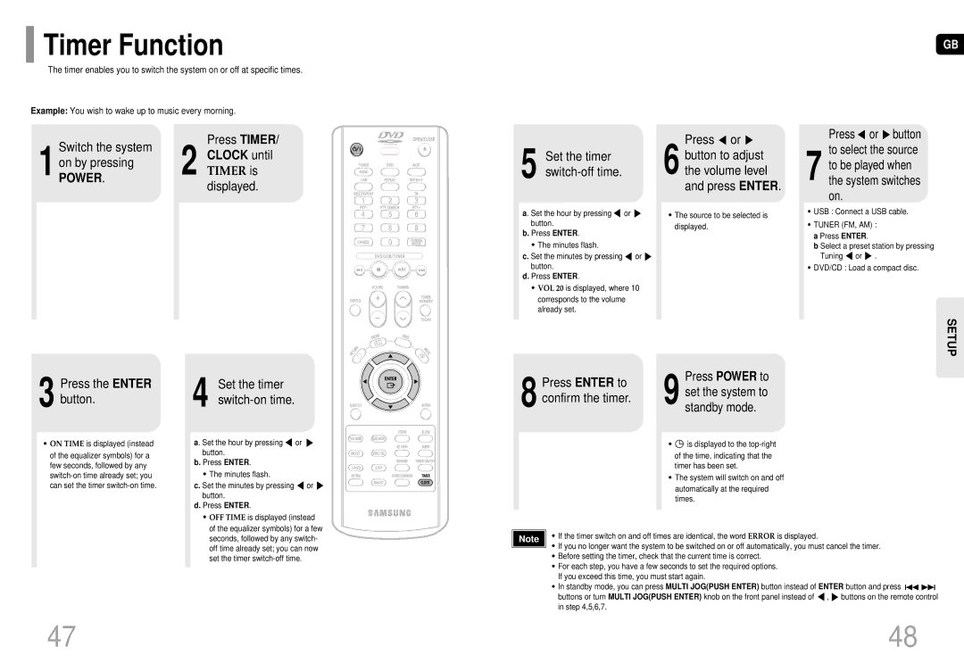 Samsung MM-DC10R/ELS manual Timer Function 