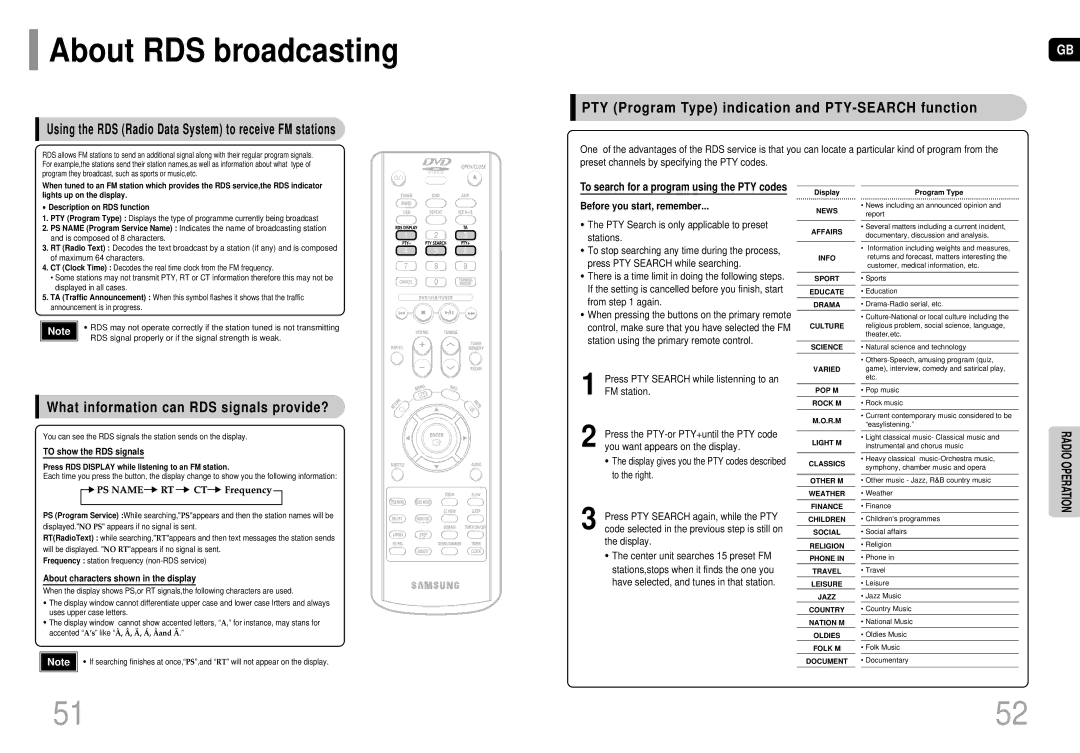 Samsung MM-DC10R/ELS manual About RDS broadcasting, Using the RDS Radio Data System to receive FM stations 