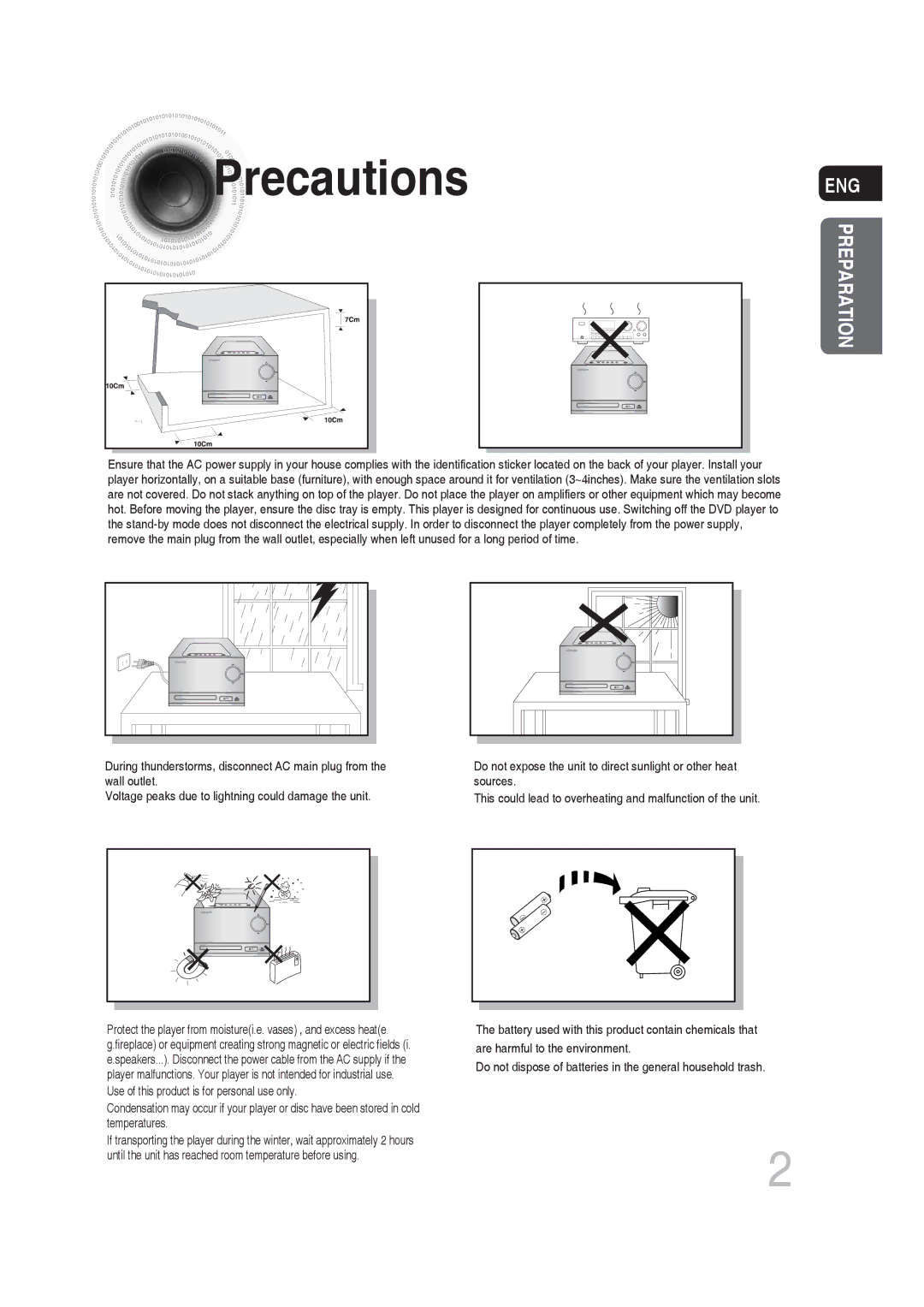 Samsung MM-DG25T/UMG, MM-DG25R/EDC, MM-DG25R/XEF, MM-DG25R/XET, MM-DG25R/XEE manual Precautions, Eng 