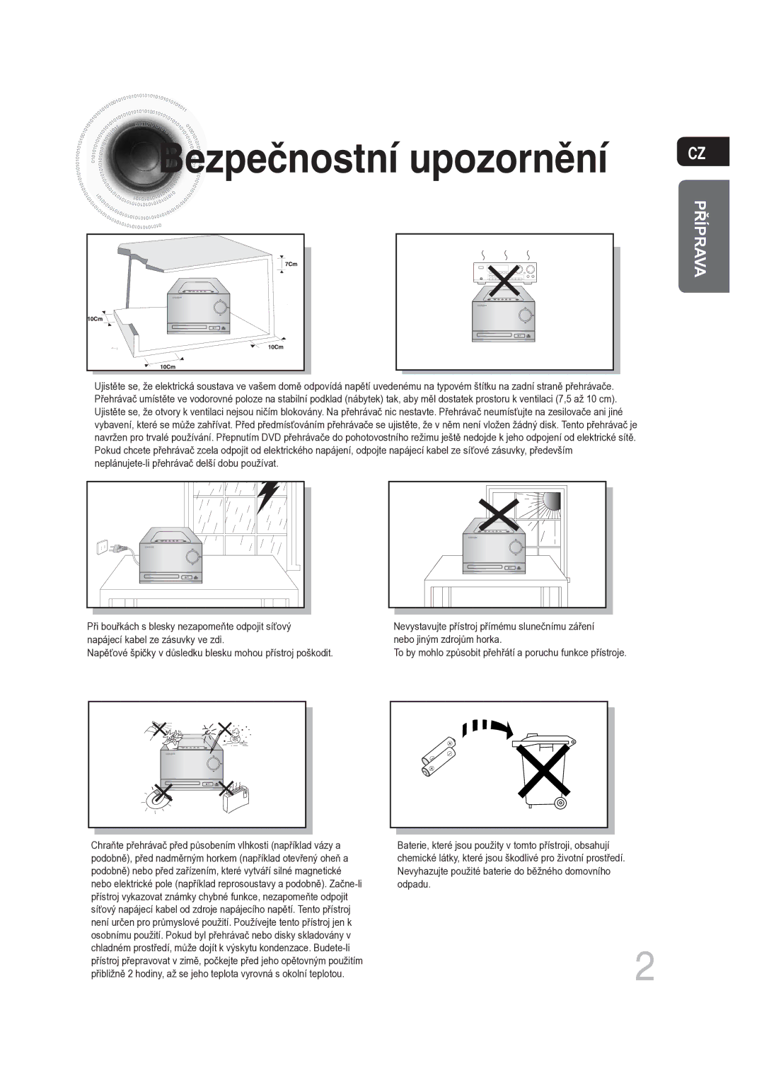 Samsung MM-DG25R/EDC manual Bezpečnostní upozornění, Příprava 