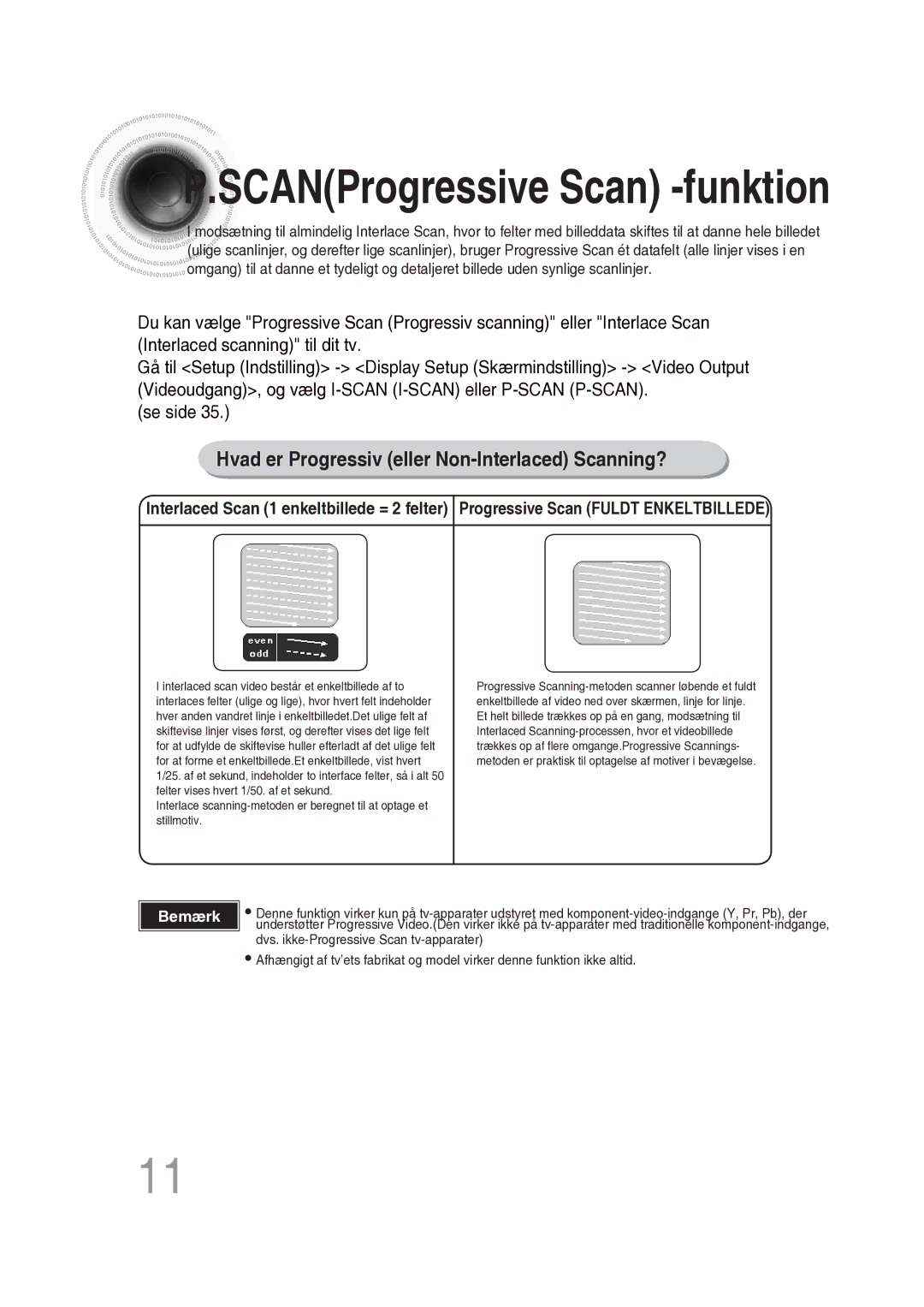 Samsung MM-DG25R/XEE manual SCANProgressive Scan -funktion 