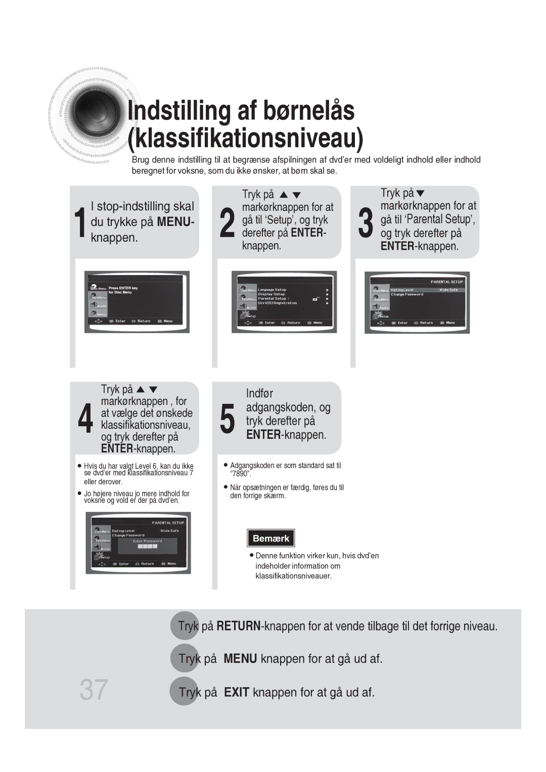 Samsung MM-DG25R/XEE manual Stop-indstilling skal, Indfør 