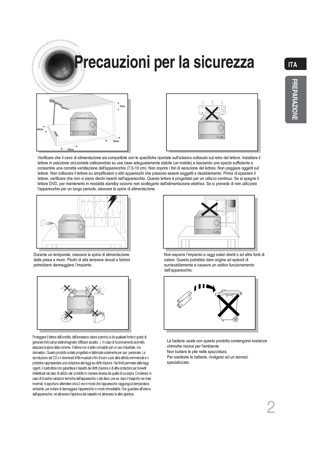 Samsung MM-DG25R/XET manual Precauzioni per la sicurezza 