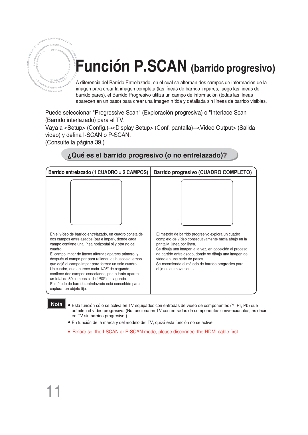 Samsung MM-DG25R/XET manual Función P.SCAN barrido progresivo 