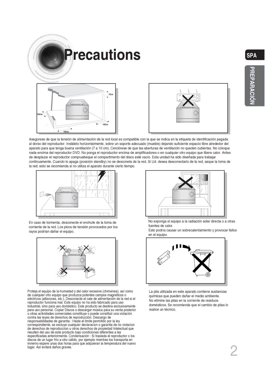 Samsung MM-DG25R/XET manual Precautions, Spa 