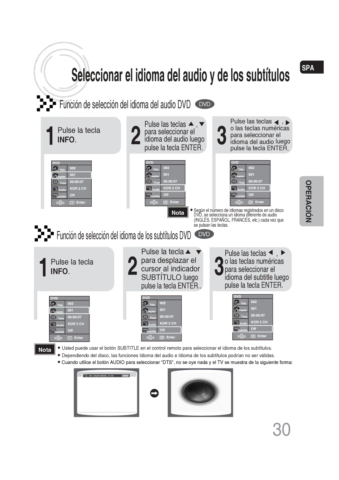 Samsung MM-DG25R/XET manual 1Pulse la tecla Info 