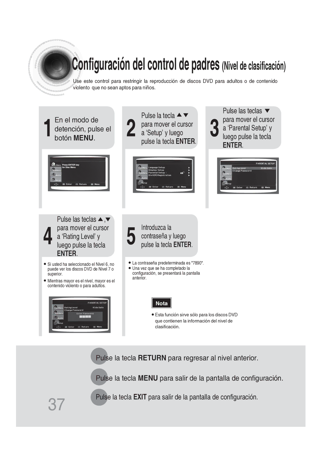 Samsung MM-DG25R/XET manual 1En el modo de detención, pulse el botón Menu, ‘Setup’ y luego 