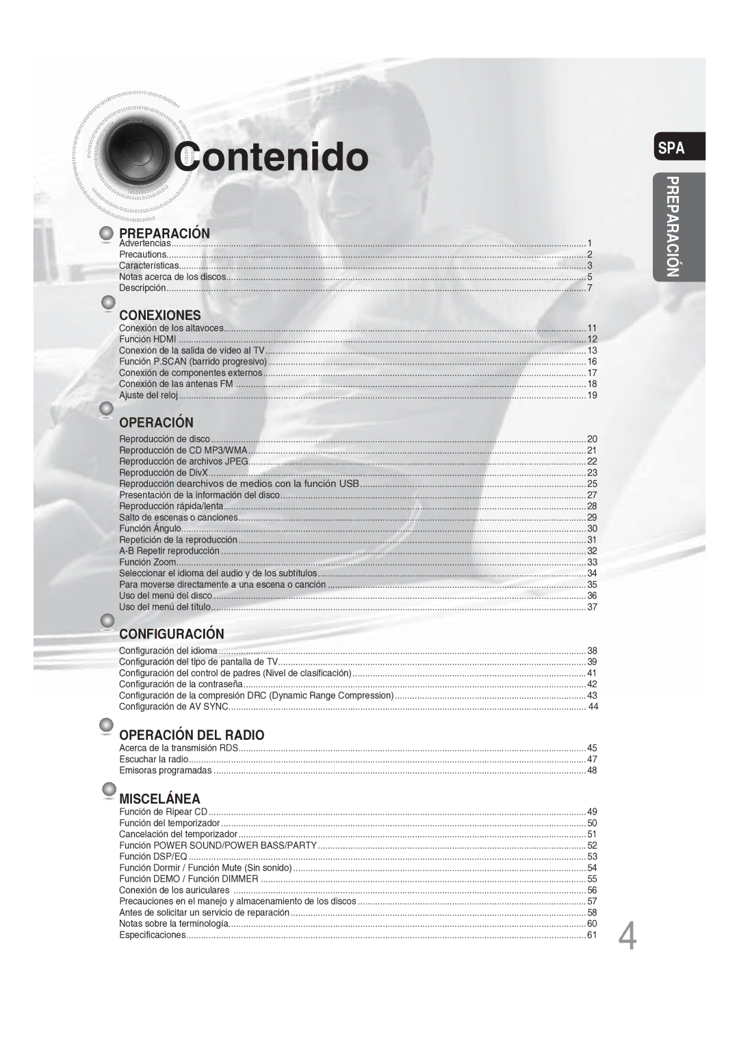 Samsung MM-DG25R/XET manual Contenido, Conexiones 