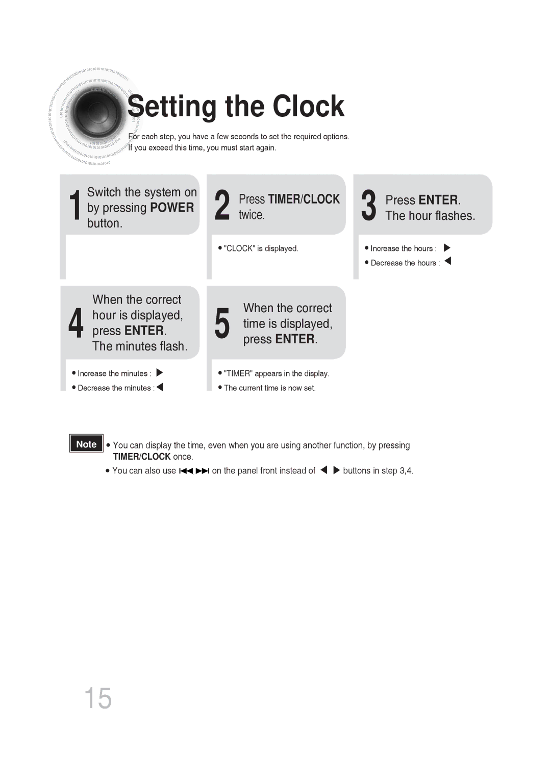 Samsung MM-DG25T/UMG manual Setting the Clock, Twice 1button, When the correct, Press Enter, Press TIMER/CLOCK 