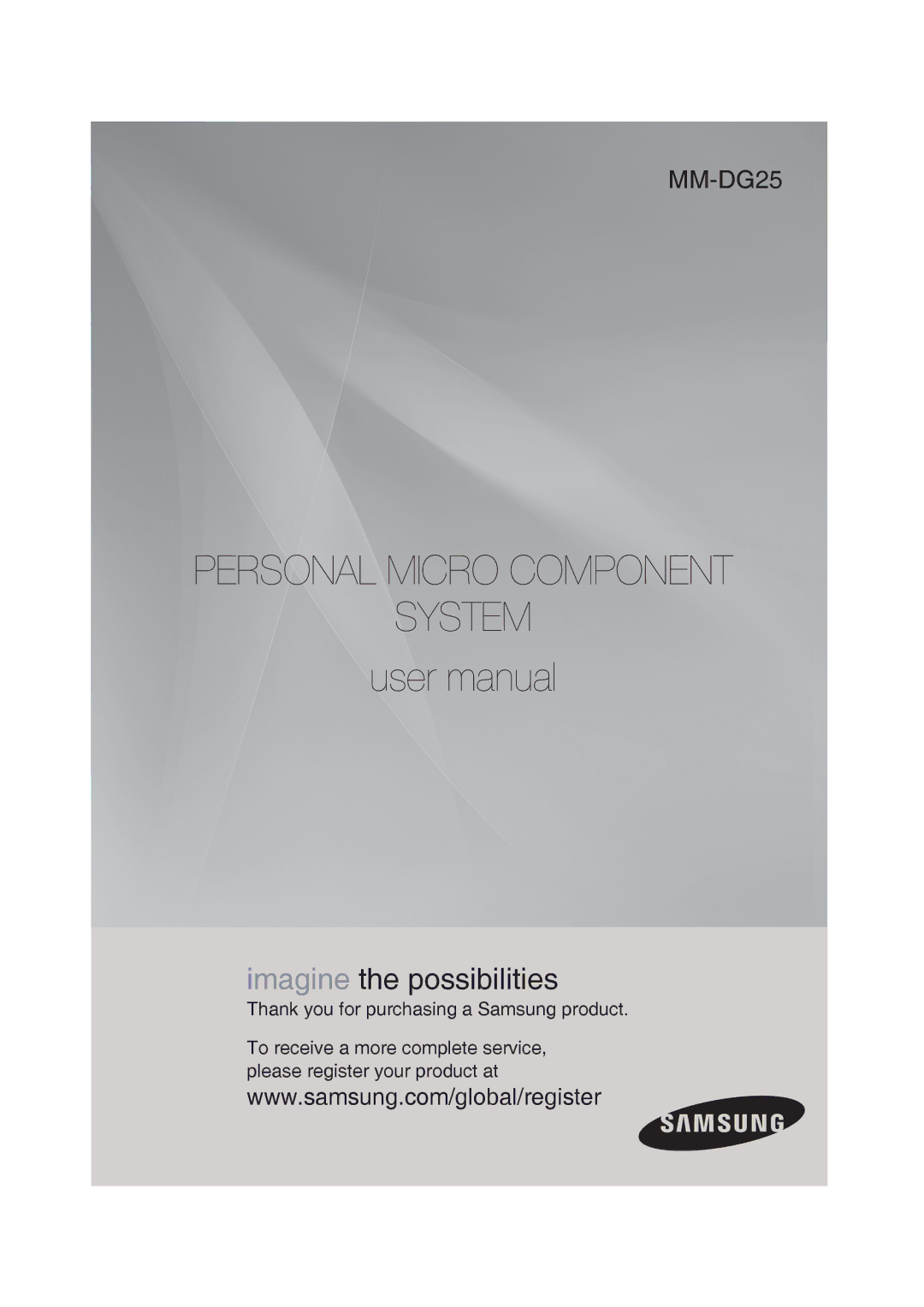 Samsung MM-DG25T/UMG manual Personal Micro Component System 