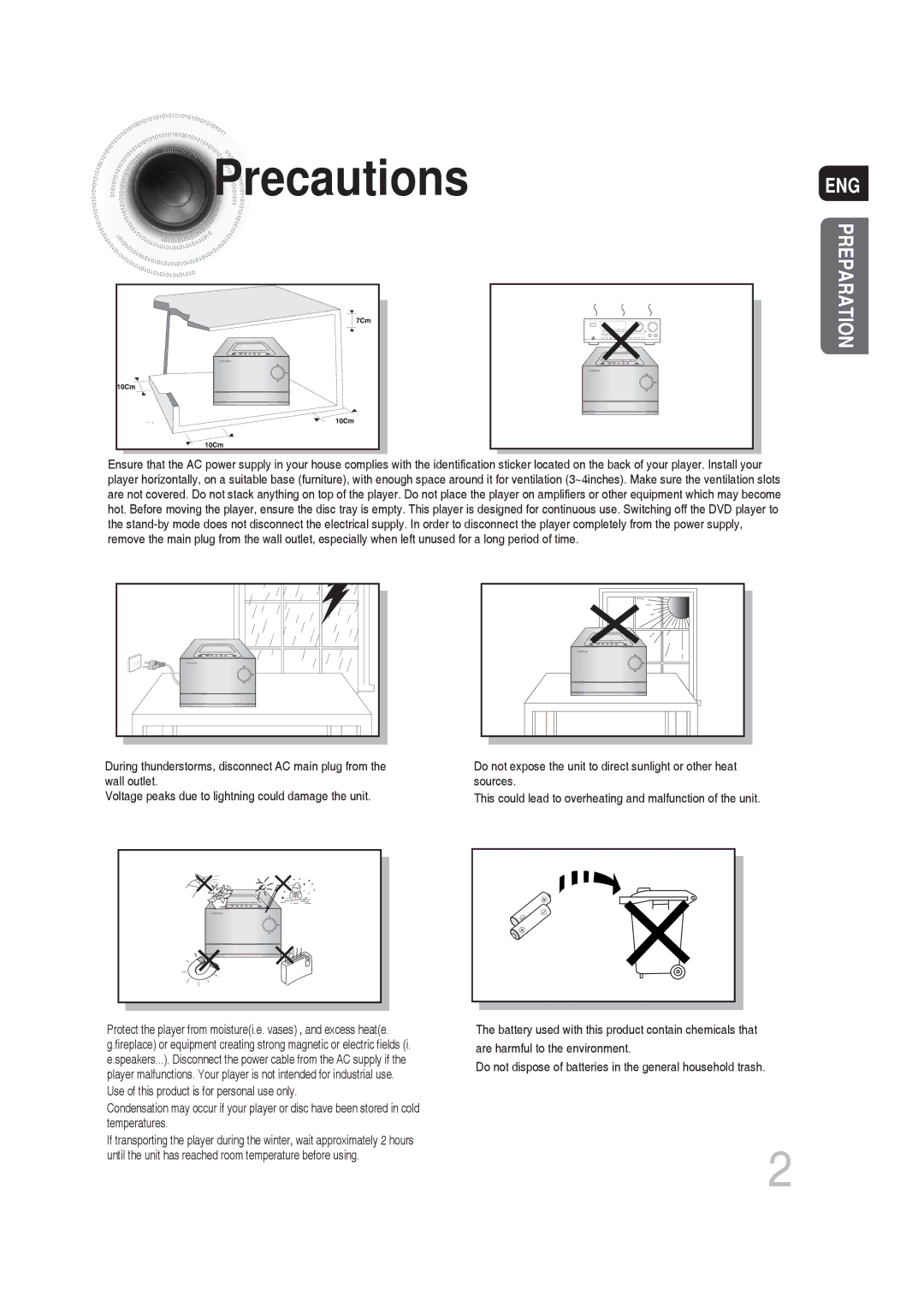 Samsung MM-DG25T/UMG manual Precautions, Eng 