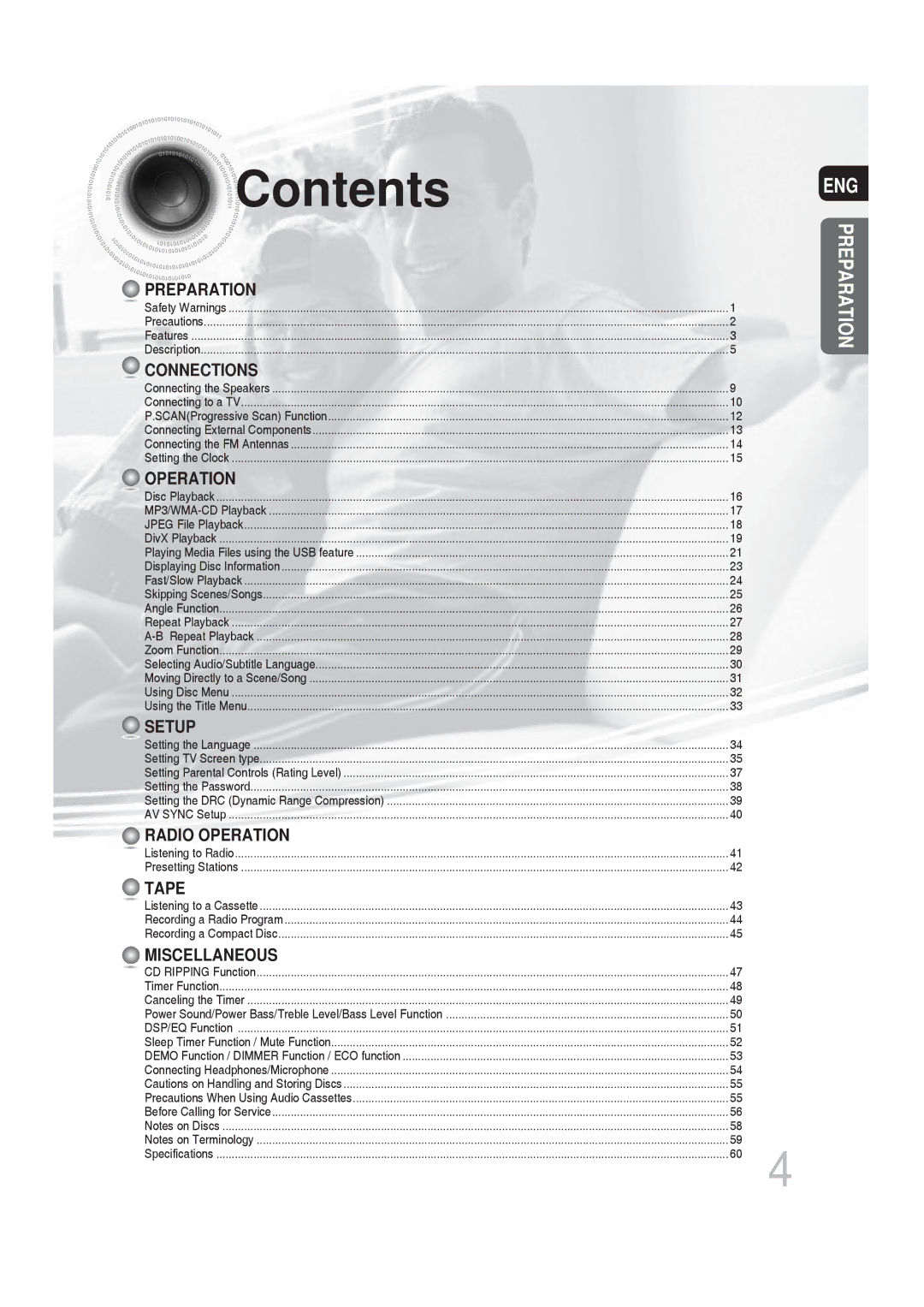 Samsung MM-DG25T/UMG manual Contents 