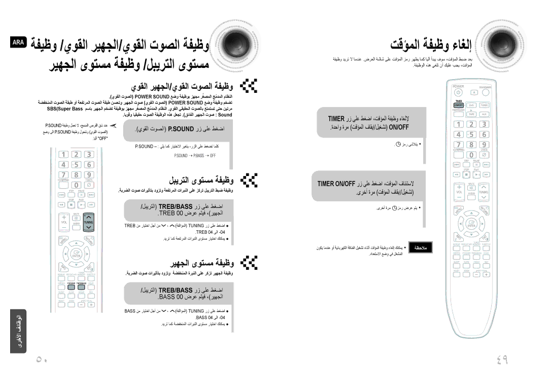 Samsung MM-DG25T/UMG manual تقؤملا ةفيظو ءاغلإ, يوقلا ريهجلا/يوقلا توصلا ةفيظو, لبيرتلا ىوتسم ةفيظو, ريهجلا ىوتسم ةفيظو 