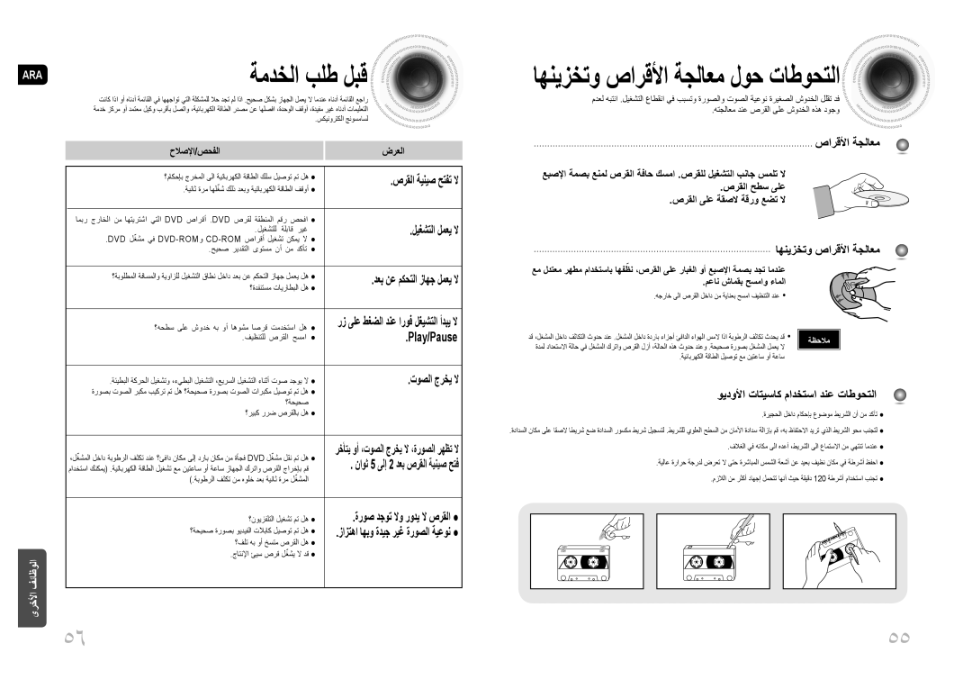 Samsung MM-DG25T/UMG manual ةمدخلا بلط لبق, اهنيزختو صارقلأا ةجلاعم, دعب نع مكحتلا زاهج لمعي لا 