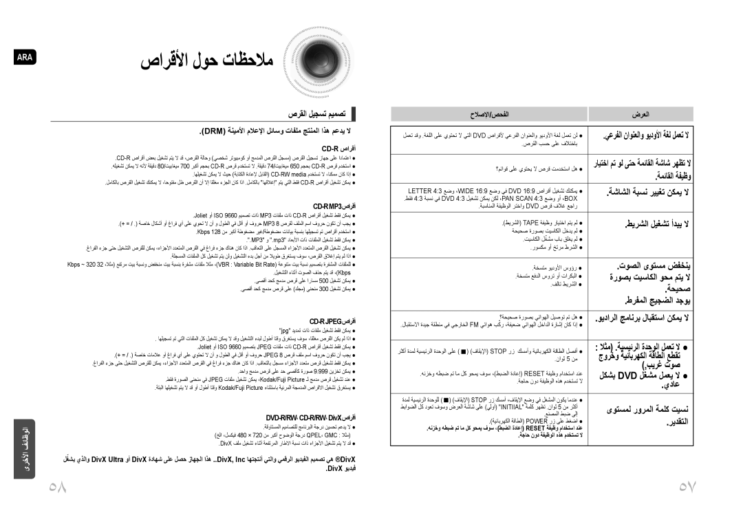 Samsung MM-DG25T/UMG صارقلأا لوح تاظحلام, صرقلا ليجست ميمصت, ويدارلا جمانرب لابقتسا نكمي لا, لاثم .ةيسيئرلا ةدحولا لمعت لا 