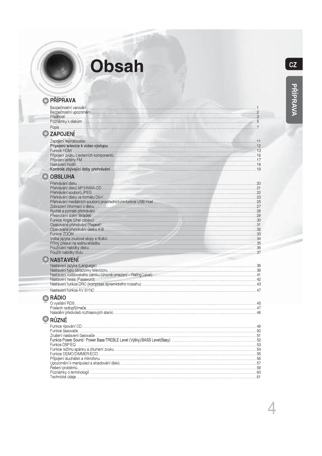 Samsung MM-DG35R/EDC manual Obsah, Zapojení 