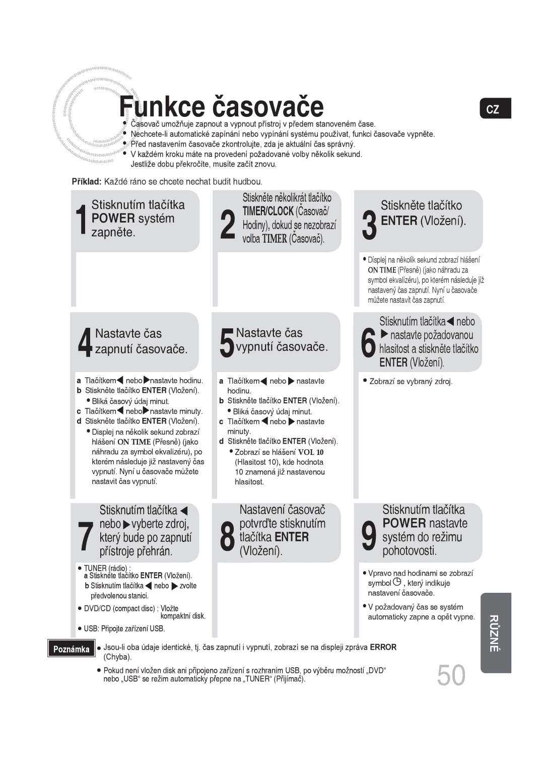 Samsung MM-DG35R/EDC manual Funkce časovače 