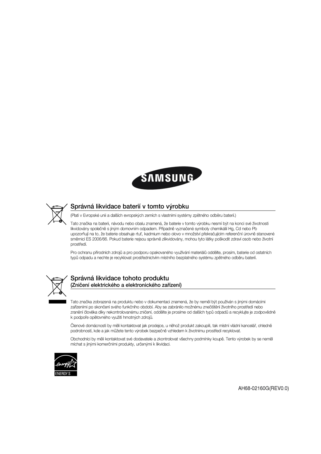 Samsung MM-DG35R/EDC manual Správná likvidace baterií v tomto výrobku 