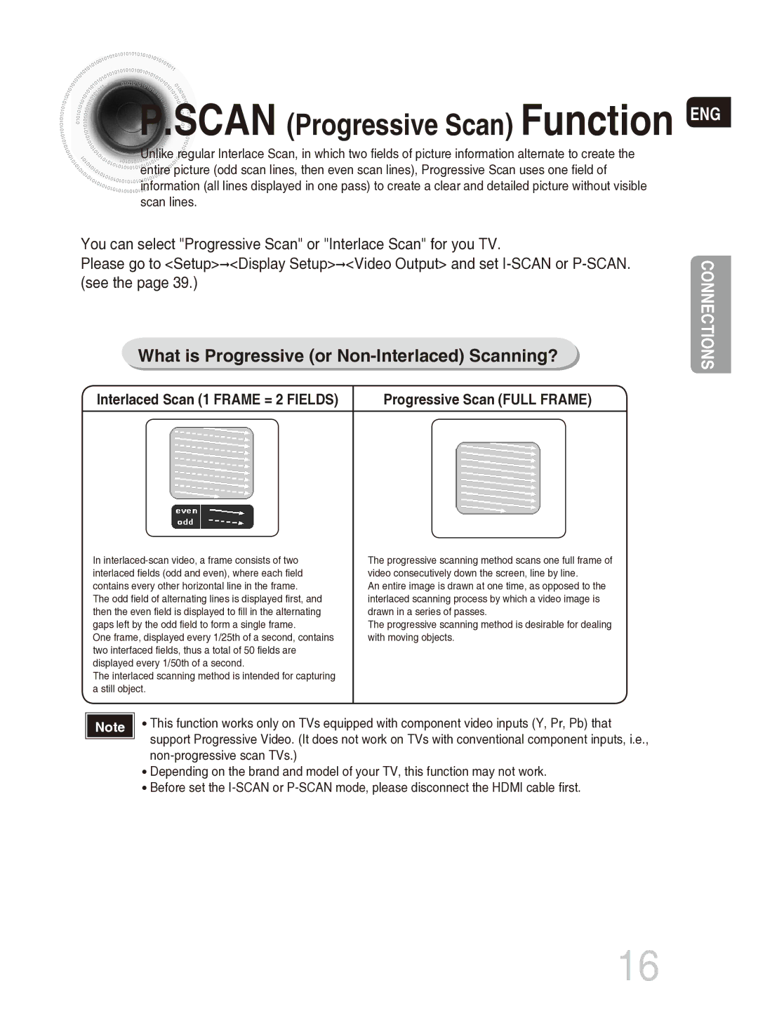 Samsung MM-DG35T/SAM, MM-DG35T/XSA Scan Progressive Scan Function ENG, What is Progressive or Non-Interlaced Scanning? 