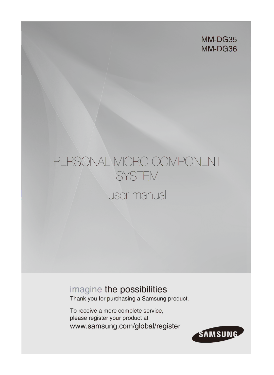 Samsung MM-DG35T/SAM, MM-DG35T/XSA manual Personal Micro Component System 