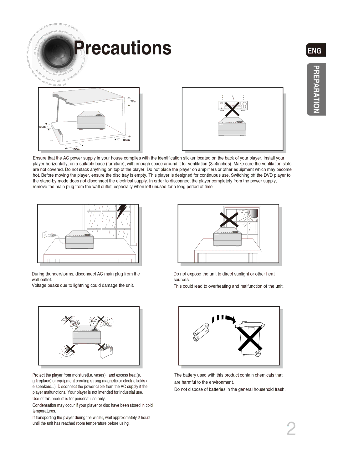 Samsung MM-DG35T/SAM, MM-DG35T/XSA manual Precautions, Eng 