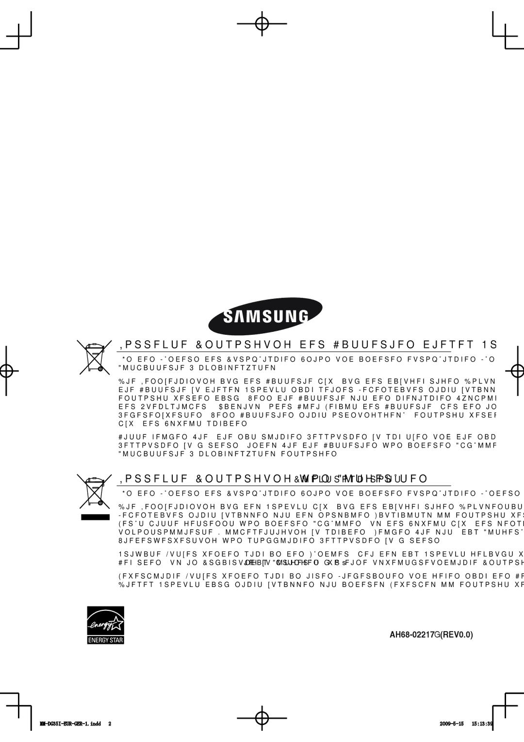 Samsung MM-DG36IR/EDC, MM-DG35R/EDC, MM-DG35IR/EDC, MM-DG35IR/XEF manual Korrekte Entsorgung der Batterien dieses Produkts 