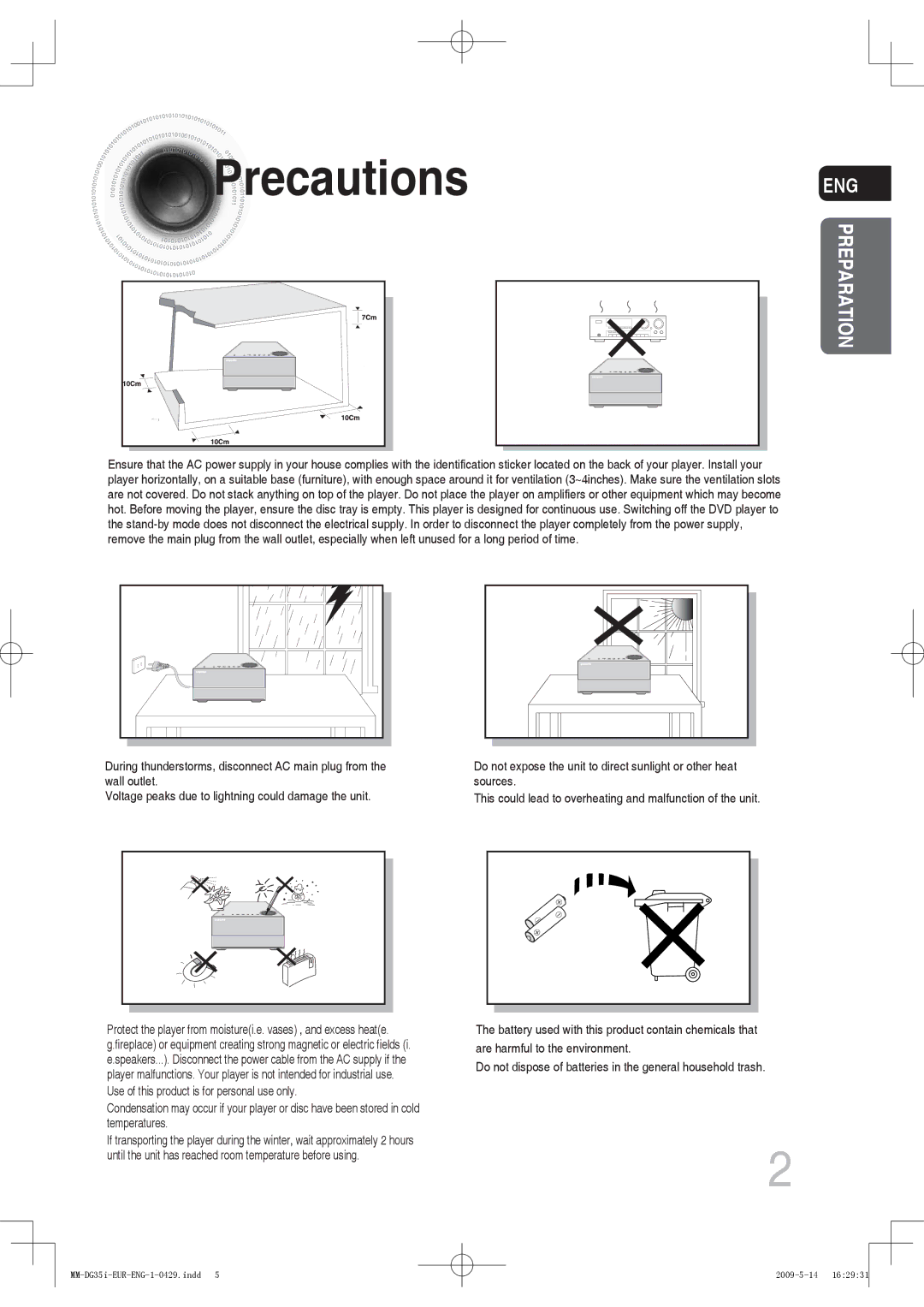 Samsung MM-DG35R/XEF, MM-DG36IR/EDC, MM-DG35R/EDC, MM-DG35IR/EDC, MM-DG35IR/XEF, MM-DG36IR/XEE, MM-DG35IR/XEE Precautions, Eng 