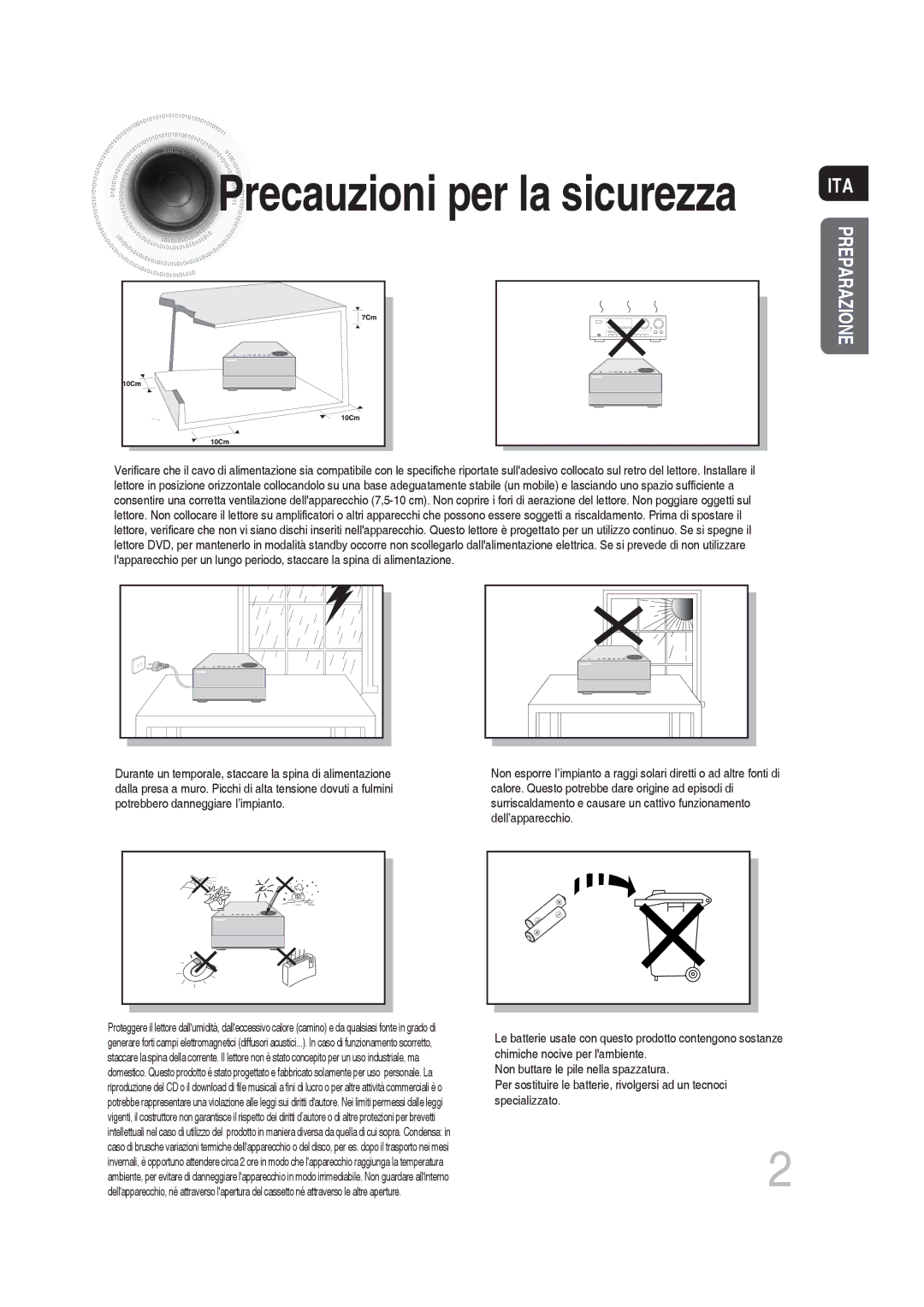 Samsung MM-DG36R/XET manual Precauzioni per la sicurezza 