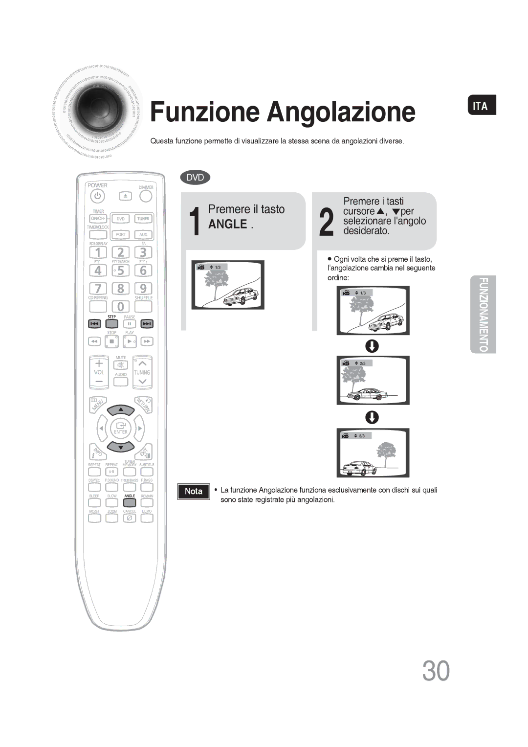 Samsung MM-DG36R/XET manual Funzione Angolazione, Angle 