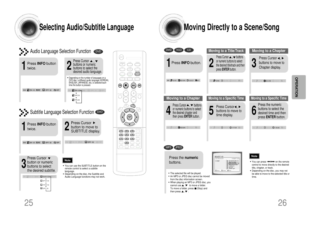 Samsung MM-DS80M instruction manual 1Press Info button, Press the numeric buttons 