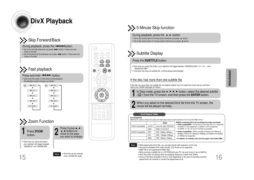 Samsung MM-DS80M instruction manual DivX Playback 