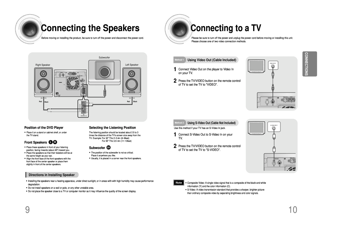 Samsung MM-DS80M instruction manual Connectingthe Speakers, Connectingto a TV 