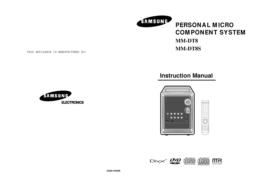 Samsung MM-DT8R/ELS manual Personal Micro Component System 