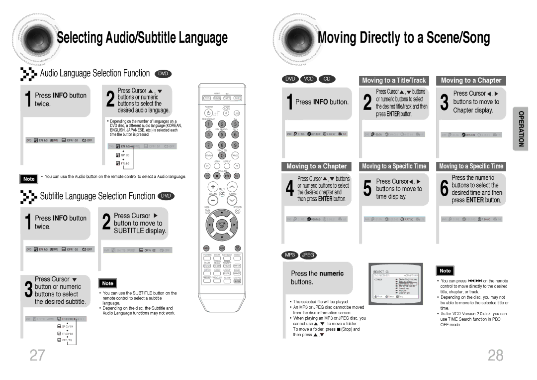 Samsung MM-DT8R/ELS 1Press Info button, Press Info button Press Cursor Button to move to Twice, Press the numeric buttons 